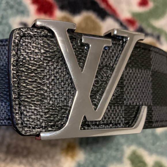 Louis Vuitton Black Checkered Belt with Silver Buckle - Picture 2 of 4